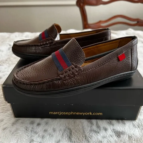 NIB Mark Joseph New York Boys Slip On Brown Leather Loafers, sz 1.5