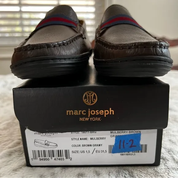 NIB Mark Joseph New York Boys Slip On Brown Leather Loafers, sz 1.5