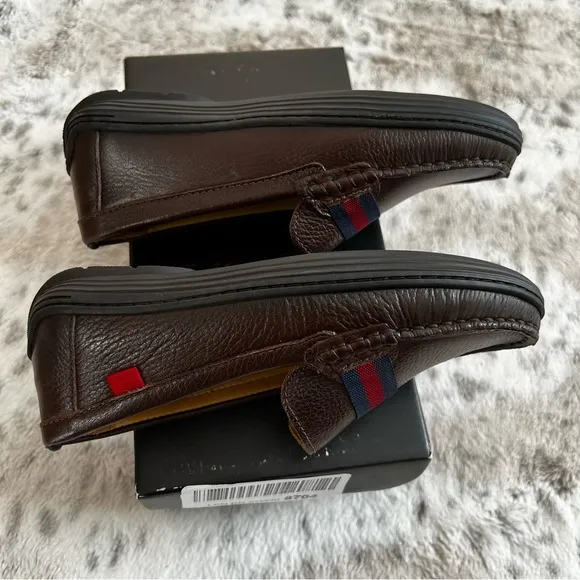 NIB Mark Joseph New York Boys Slip On Brown Leather Loafers, sz 1.5