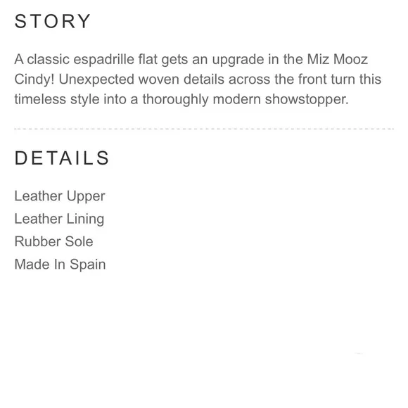 NIB Miz Mooz Cindy 39 8.5-9 Woven Leather Slip On Espadrille D’Orsay Flats