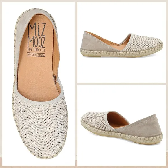 NIB Miz Mooz Cindy 39 8.5-9 Woven Leather Slip On Espadrille D’Orsay Flats