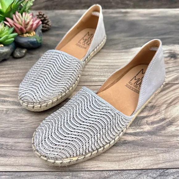 NIB Miz Mooz Cindy 39 8.5-9 Woven Leather Slip On Espadrille D’Orsay Flats