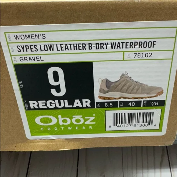 *NIB* Oboz Sypes Low Leather Waterproof Boots Size 9 Color Gravel