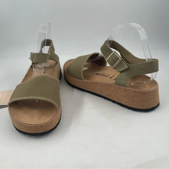 NIB! Papillio Women’s Glenda Khaki Platform Cork Wedge Ankle Strap Sandal-SZ 11