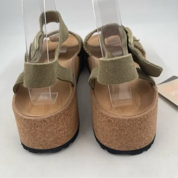 NIB! Papillio Women’s Glenda Khaki Platform Cork Wedge Ankle Strap Sandal-SZ 11