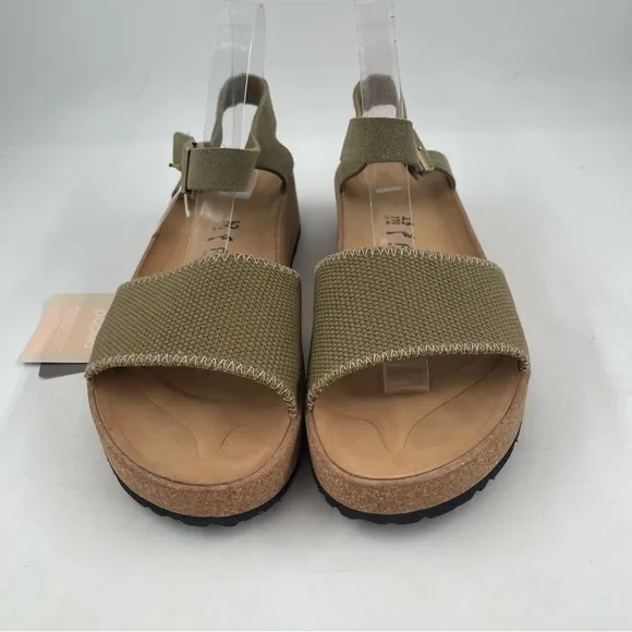 NIB! Papillio Women’s Glenda Khaki Platform Cork Wedge Ankle Strap Sandal-SZ 11