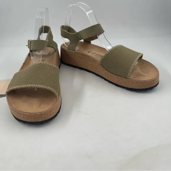 NIB! Papillio Women’s Glenda Khaki Platform Cork Wedge Ankle Strap Sandal-SZ 11