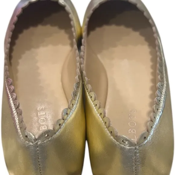 NIB~ PENELOPE SCALLOPED BALLETFLATS - METALLIC NAPA LEATHER 9.5M