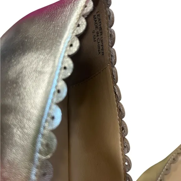 NIB~ PENELOPE SCALLOPED BALLETFLATS - METALLIC NAPA LEATHER 9.5M