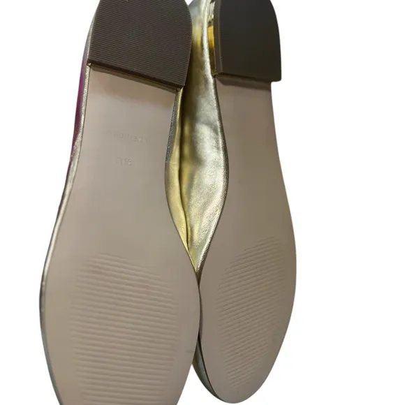 NIB~ PENELOPE SCALLOPED BALLETFLATS - METALLIC NAPA LEATHER 9.5M
