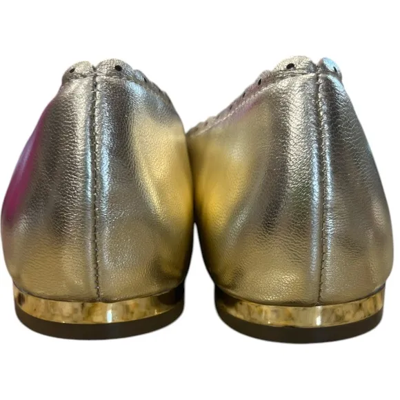 NIB~ PENELOPE SCALLOPED BALLETFLATS - METALLIC NAPA LEATHER 9.5M