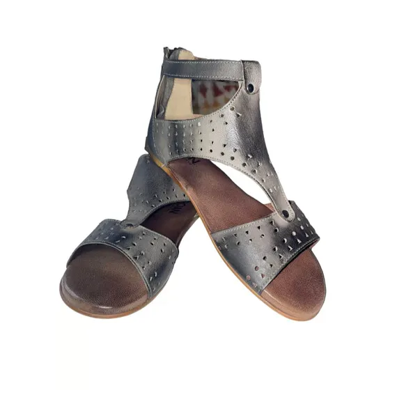 NIB ROAN by Bed Stu Kit Cutout Bosco Grey Gladiator Sandals Leather Size 7