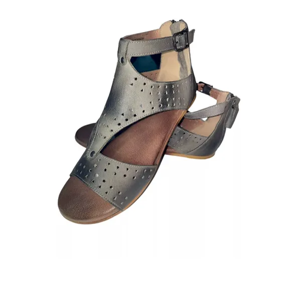 NIB ROAN by Bed Stu Kit Cutout Bosco Grey Gladiator Sandals Leather Size 7
