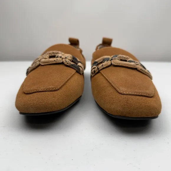 NIB Sanctuary Women's Blast Chained Tailored Loafers Leather Flat Tan Size 6.5M