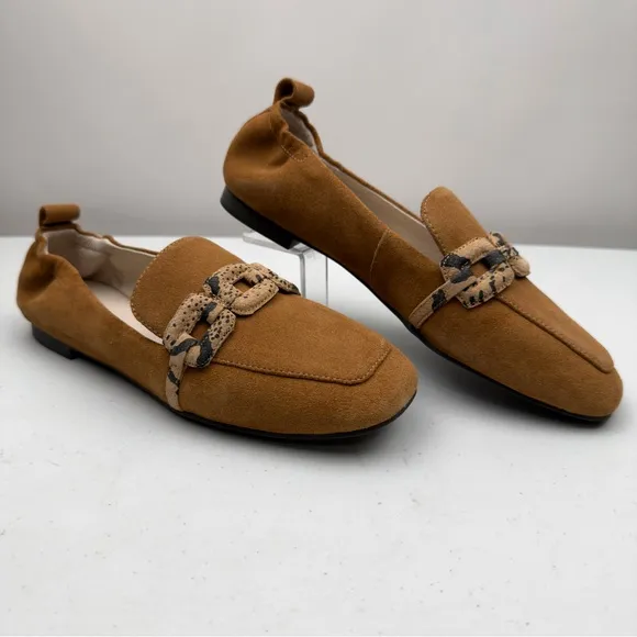 NIB Sanctuary Women's Blast Chained Tailored Loafers Leather Flat Tan Size 6.5M