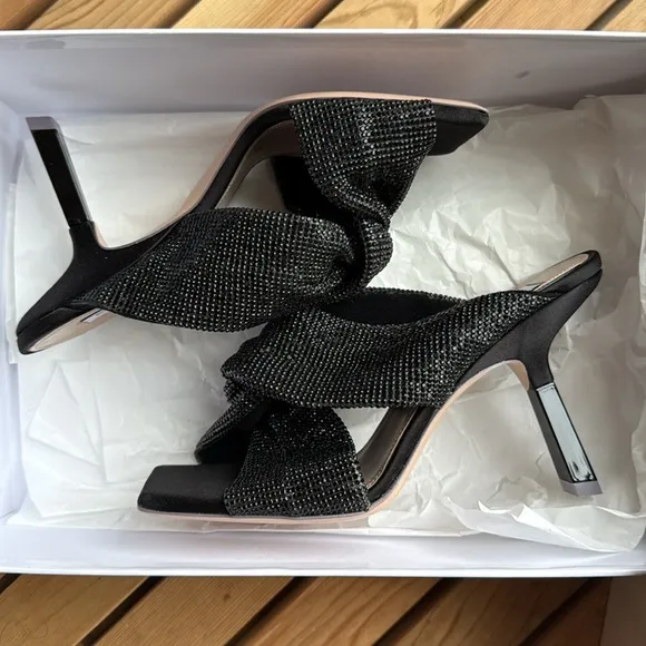 nib Sebastian Milano ‘Paris Crystal’ Slanted-Heel Mules - in Black, size 7.5