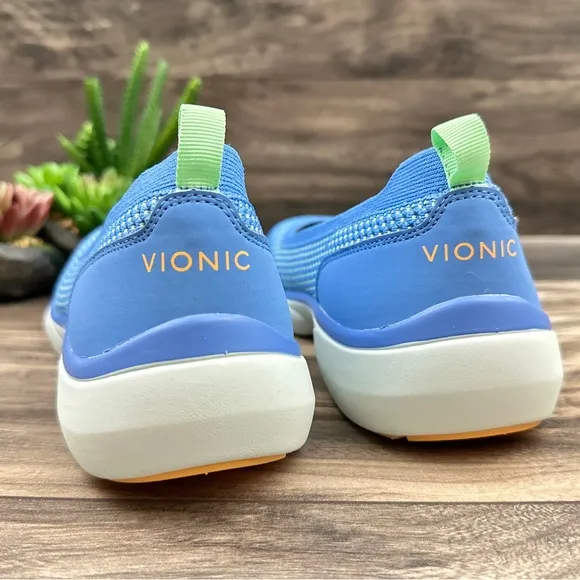 NIB Vionic Kallie Slip On Sneaker Flats Azure Knit Blue 8M