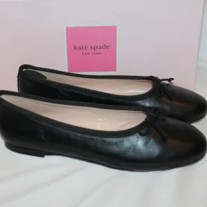 NIB WOMEN'S KATE‎ SPADE HONEY NAPPY LEATHER BLACK FLATS LOAFTER SIZE 8
