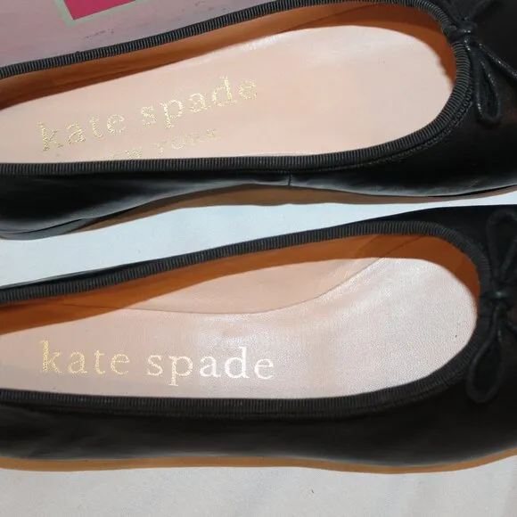 NIB WOMEN'S KATE‎ SPADE HONEY NAPPY LEATHER BLACK FLATS LOAFTER SIZE 8