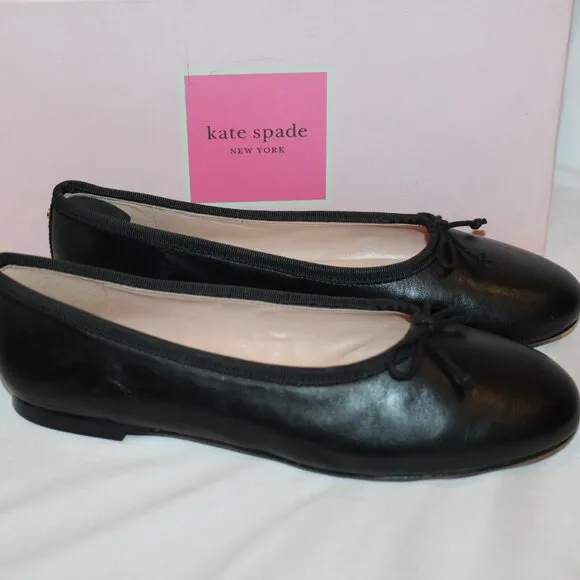NIB WOMEN'S KATE‎ SPADE HONEY NAPPY LEATHER BLACK FLATS LOAFTER SIZE 8