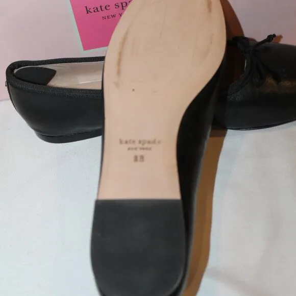 NIB WOMEN'S KATE‎ SPADE HONEY NAPPY LEATHER BLACK FLATS LOAFTER SIZE 8