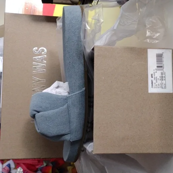 NIB🔥Johnny Was &quot;Ojai&quot; Denim Look Slip-on Sandals 🩵 Szs 9 &amp; 10 😍 SOFT