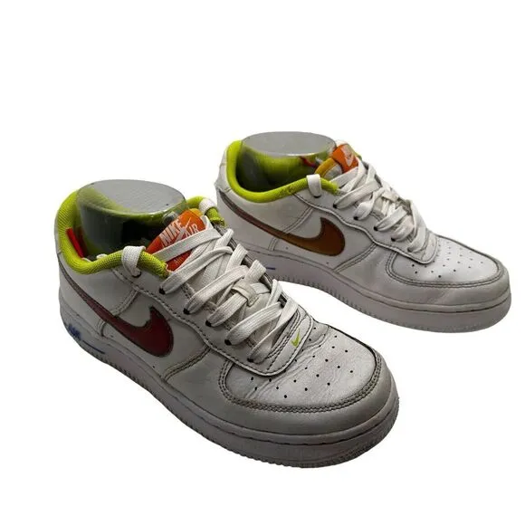 Nike Air Force 1 Kids Sneakers Unisex White Size 3.5 Lace-up Logo Rubber Sole