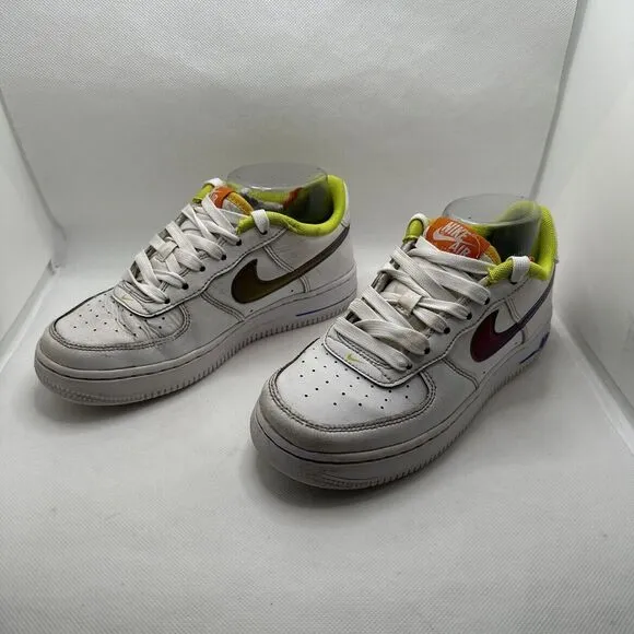 Nike Air Force 1 Kids Sneakers Unisex White Size 3.5 Lace-up Logo Rubber Sole