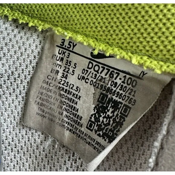 Nike Air Force 1 Kids Sneakers Unisex White Size 3.5 Lace-up Logo Rubber Sole