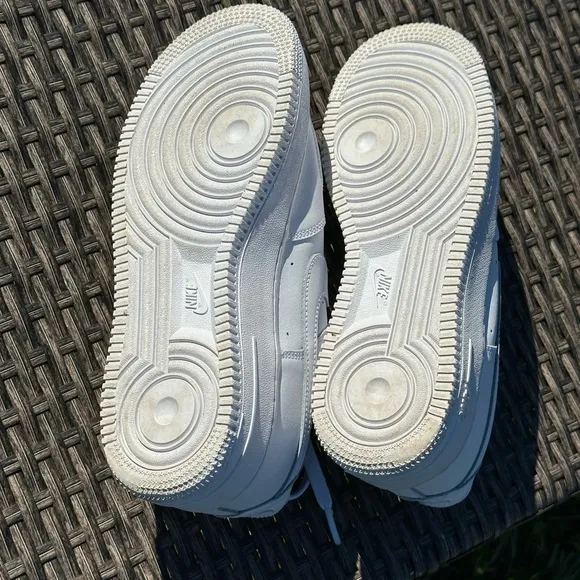 Nike Air Force 1 White Sneakers with Textured Leather and Slim Profile