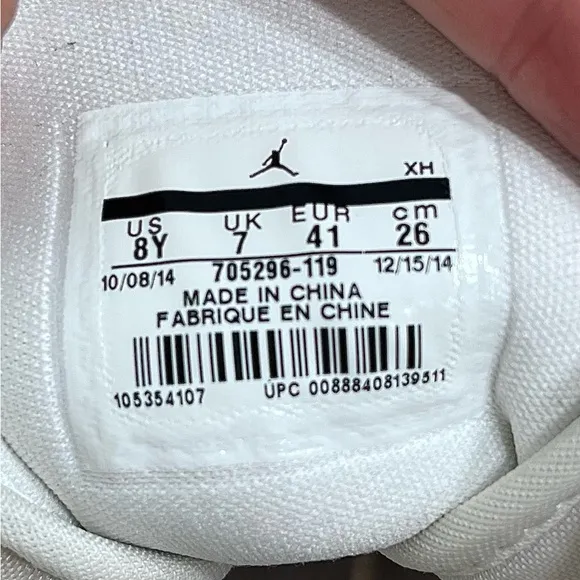 Nike Air Jordan 1 ‘Gradient Sole” 8Y 8 Women's White High-Top Sneakers