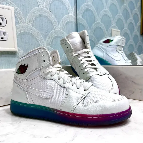Nike Air Jordan 1 ‘Gradient Sole” 8Y 8 Women's White High-Top Sneakers