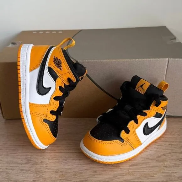 Nike Air Jordan 1 Mid ‘Taxi’ Yellow/Blk Toddler Sneakers - SZ 7 C