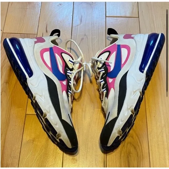Nike Air Max 270 React Sneakers Summit White/ Cosmic Fuchsia-Black Size 6.5