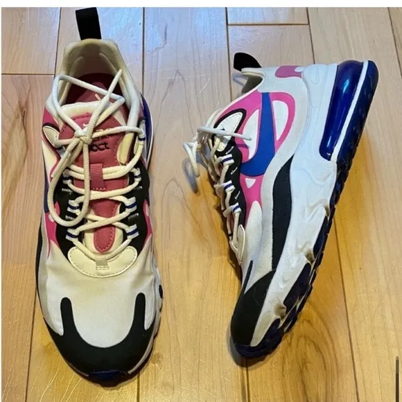 Nike Air Max 270 React Sneakers Summit White/ Cosmic Fuchsia-Black Size 6.5