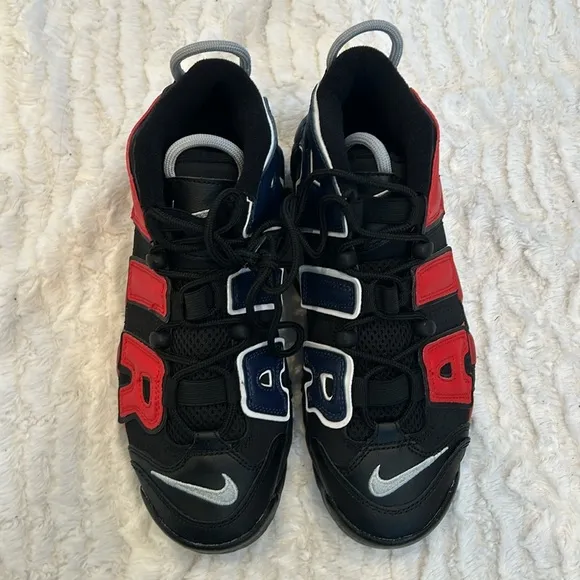 Nike Air More Uptempo '96 Black and University Red sneakers boy 7 years NWOB