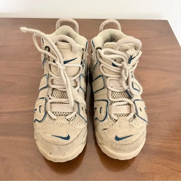 Nike Air More Uptempo &quot;Limestone/Valerian Blue&quot; Kids Sneakers Read Notes 13C