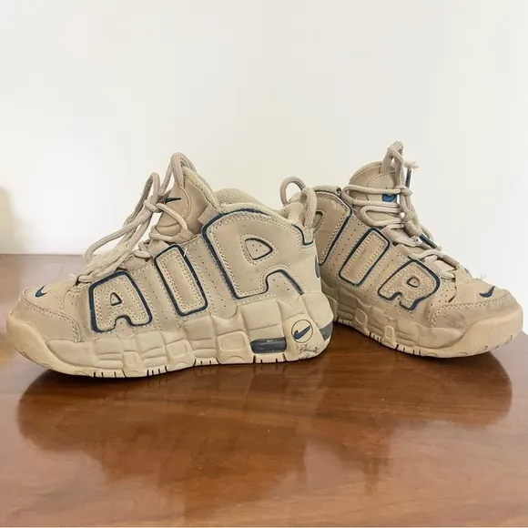 Nike Air More Uptempo &quot;Limestone/Valerian Blue&quot; Kids Sneakers Read Notes 13C