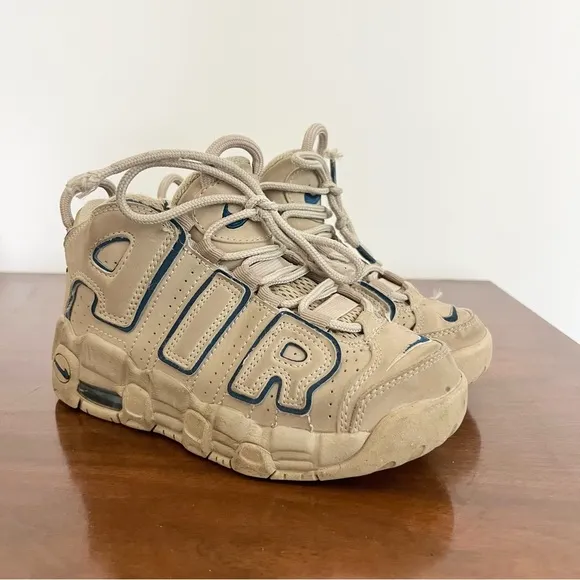 Nike Air More Uptempo &quot;Limestone/Valerian Blue&quot; Kids Sneakers Read Notes 13C