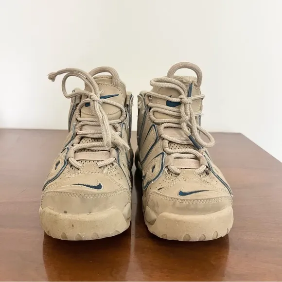 Nike Air More Uptempo &quot;Limestone/Valerian Blue&quot; Kids Sneakers Read Notes 13C