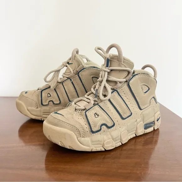 Nike Air More Uptempo &quot;Limestone/Valerian Blue&quot; Kids Sneakers Read Notes 13C