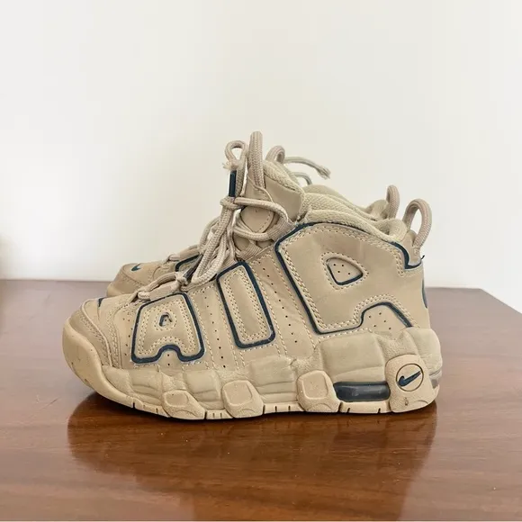 Nike Air More Uptempo &quot;Limestone/Valerian Blue&quot; Kids Sneakers Read Notes 13C