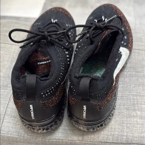 Nike Black and Orange Air VaporMax Flyknit Sneakers
