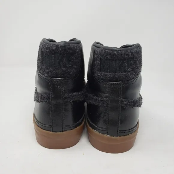 Nike Blazer mid sneakers black leather embroidered swoosh gum sole size 9