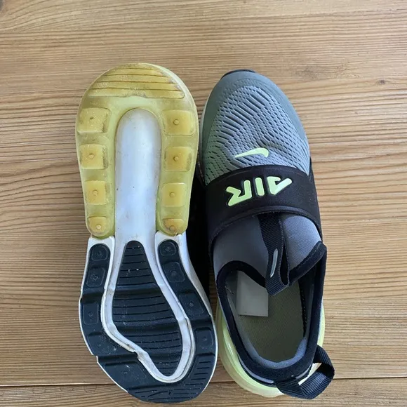 Nike Gray and Green Slip-On Sneakers with Cushioned Sole