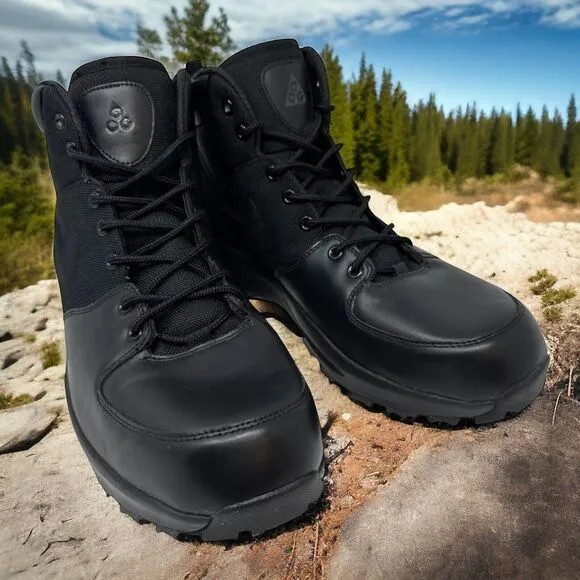 Nike Manoa ACG ALL Black Leather Lace up Combat Boots Mens Size 9.5 Fast Ship