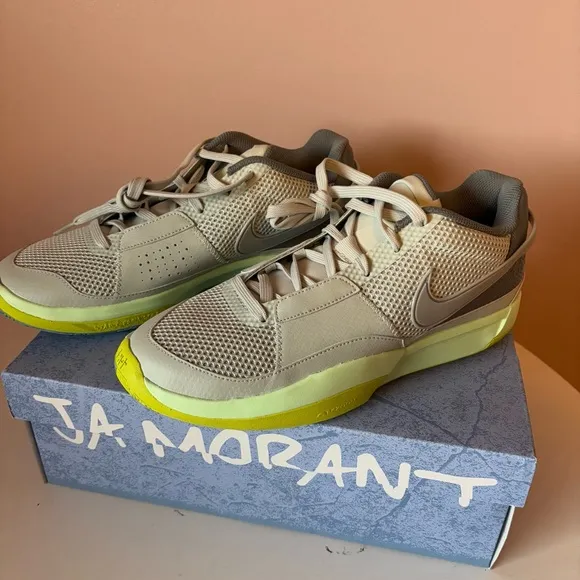 ❤️Nike NWT Ja Morant Gray and Lime Green Sneakers