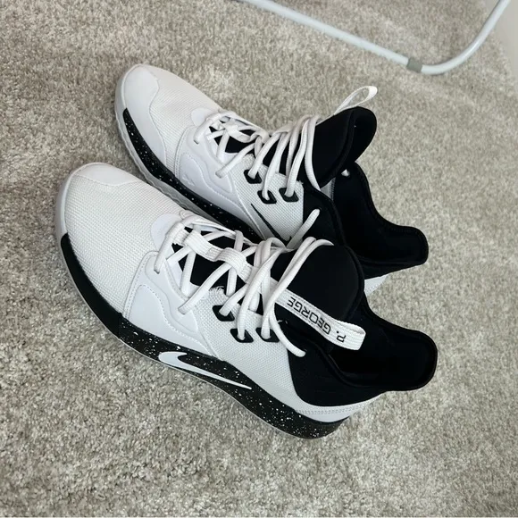 Nike size 12 PG3 Paul George White and Black Sneakers- New