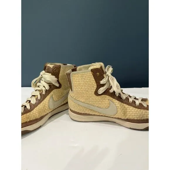 Nike Women’s Vintage Blazer Tan Raffia Woven Mid Top Sneakers Sz 9