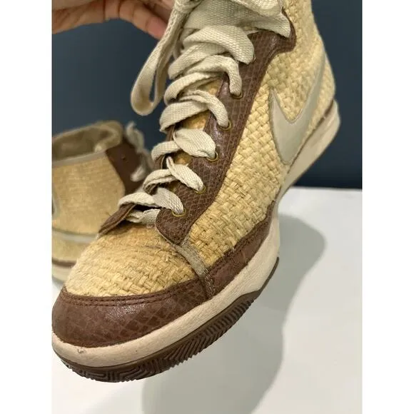 Nike Women’s Vintage Blazer Tan Raffia Woven Mid Top Sneakers Sz 9